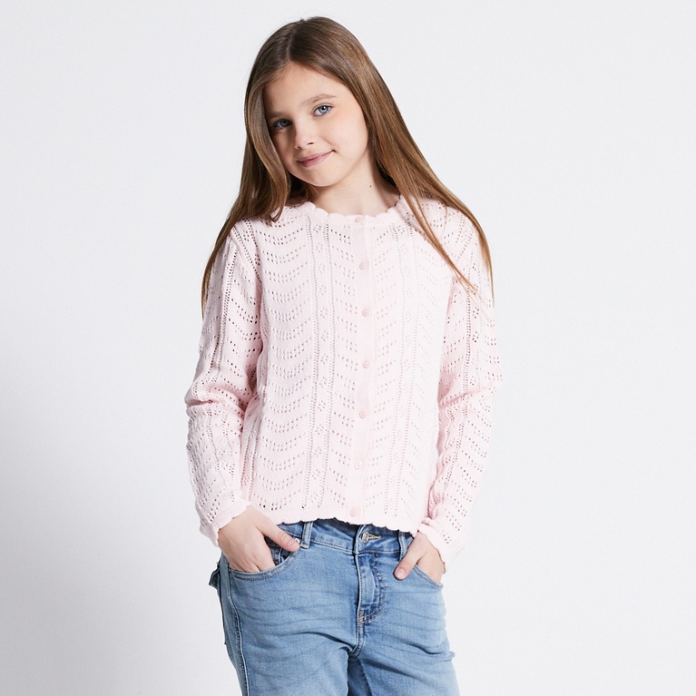 Crochet knit cardigan "Vidia star" Soft Pink